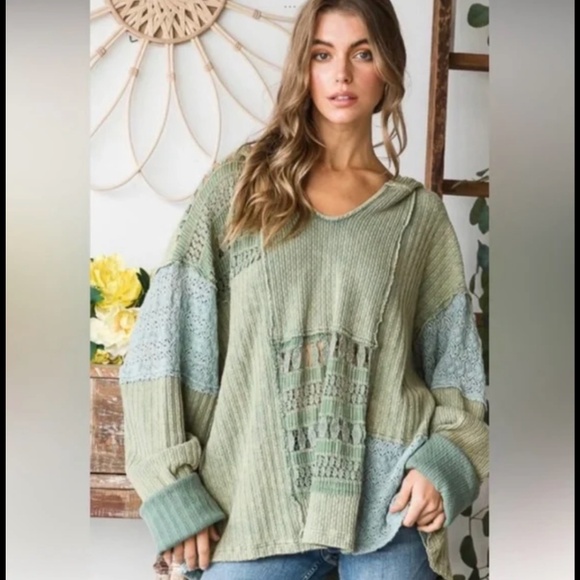 NEW OLI & HALI MIXED FABRIC HOODIE size Medium - Picture 1 of 8